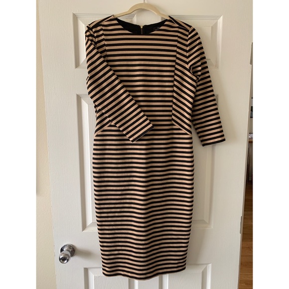 The Limited Dresses & Skirts - Black and tan striped midi dress - great for fall and winter!